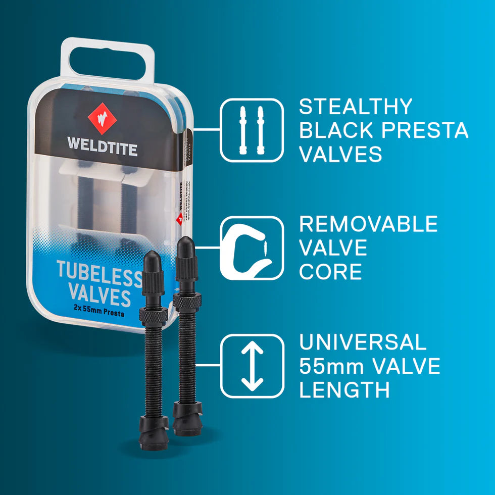 Weldtite Tubeless Valve Kit (2 x 55mm Presta)