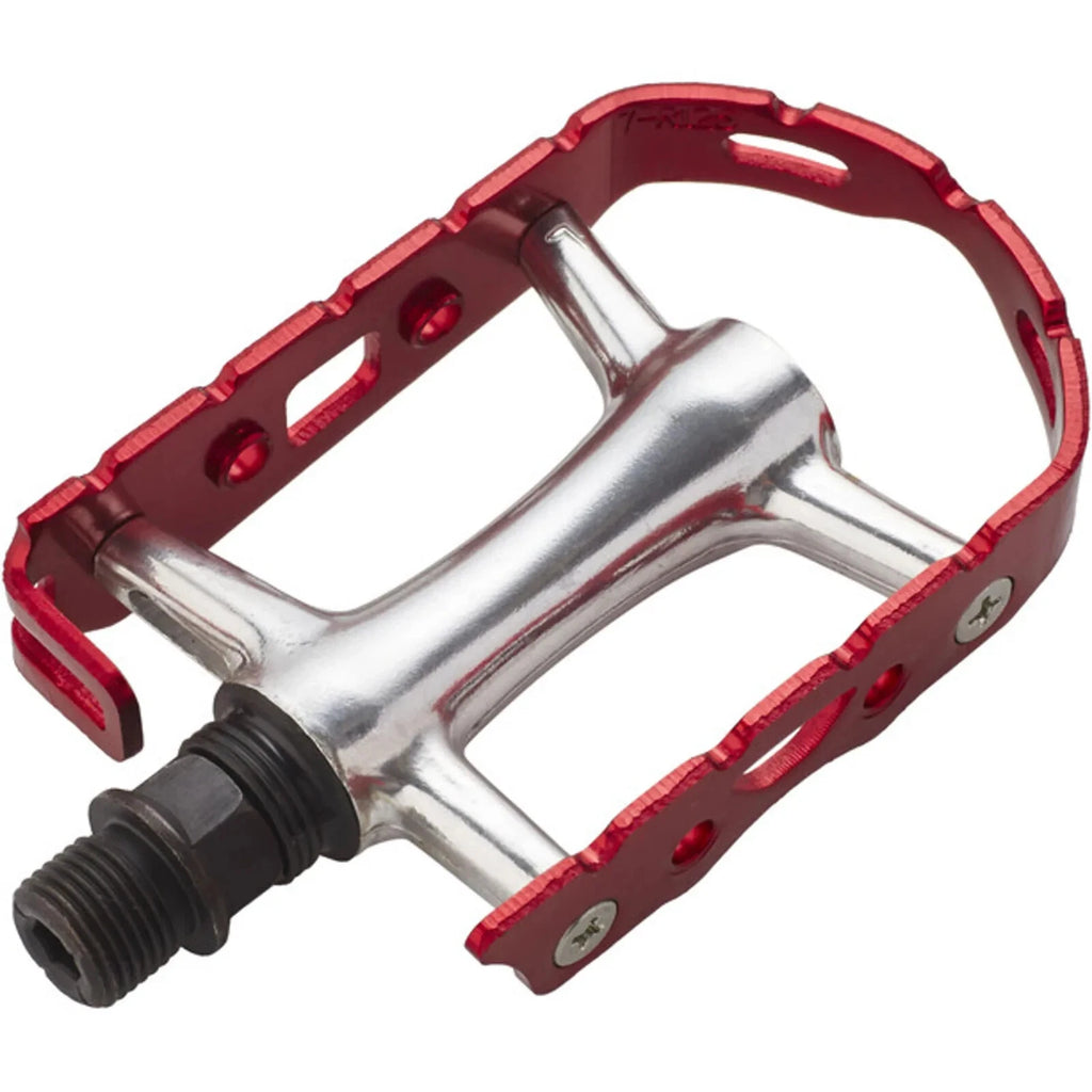 XLC Ultra Light Low Profile Red Alloy Cage Mountain Bike Pedals 9/16"