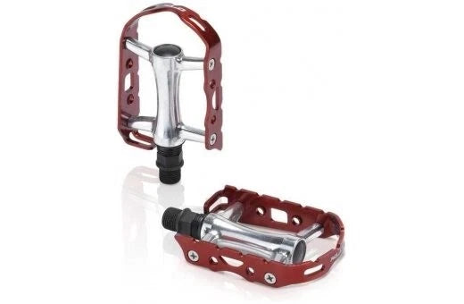 XLC Ultra Light Low Profile Red Alloy Cage Mountain Bike Pedals 9/16"